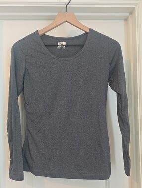 Women's Long-Sleeve Crew Neck Top - Charcoal Gray